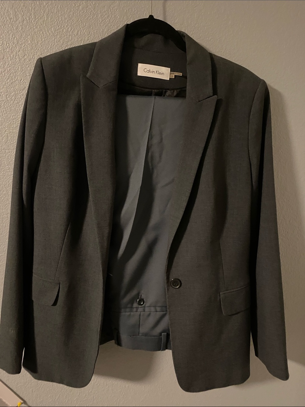 Calvin Klein Men's Dark Gray Single-Button Blazer and Slacks